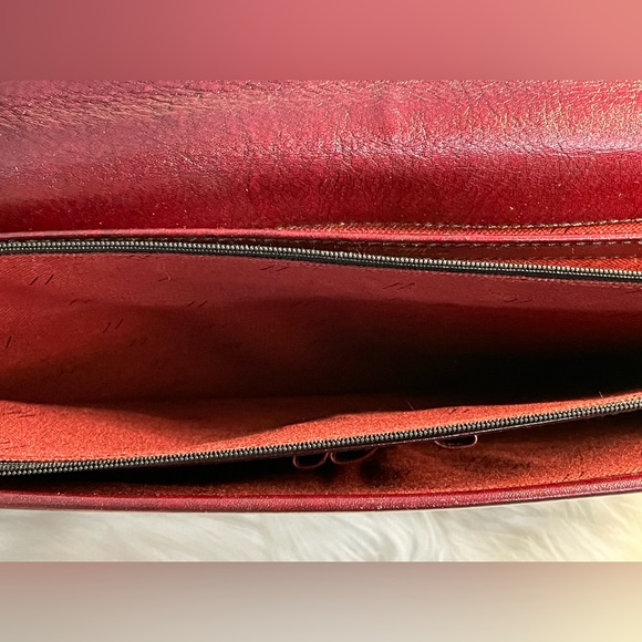 GOLD PFEIL Vintage Burgundy Leather Combination Lock Attaché Case - Picture 9 of 16